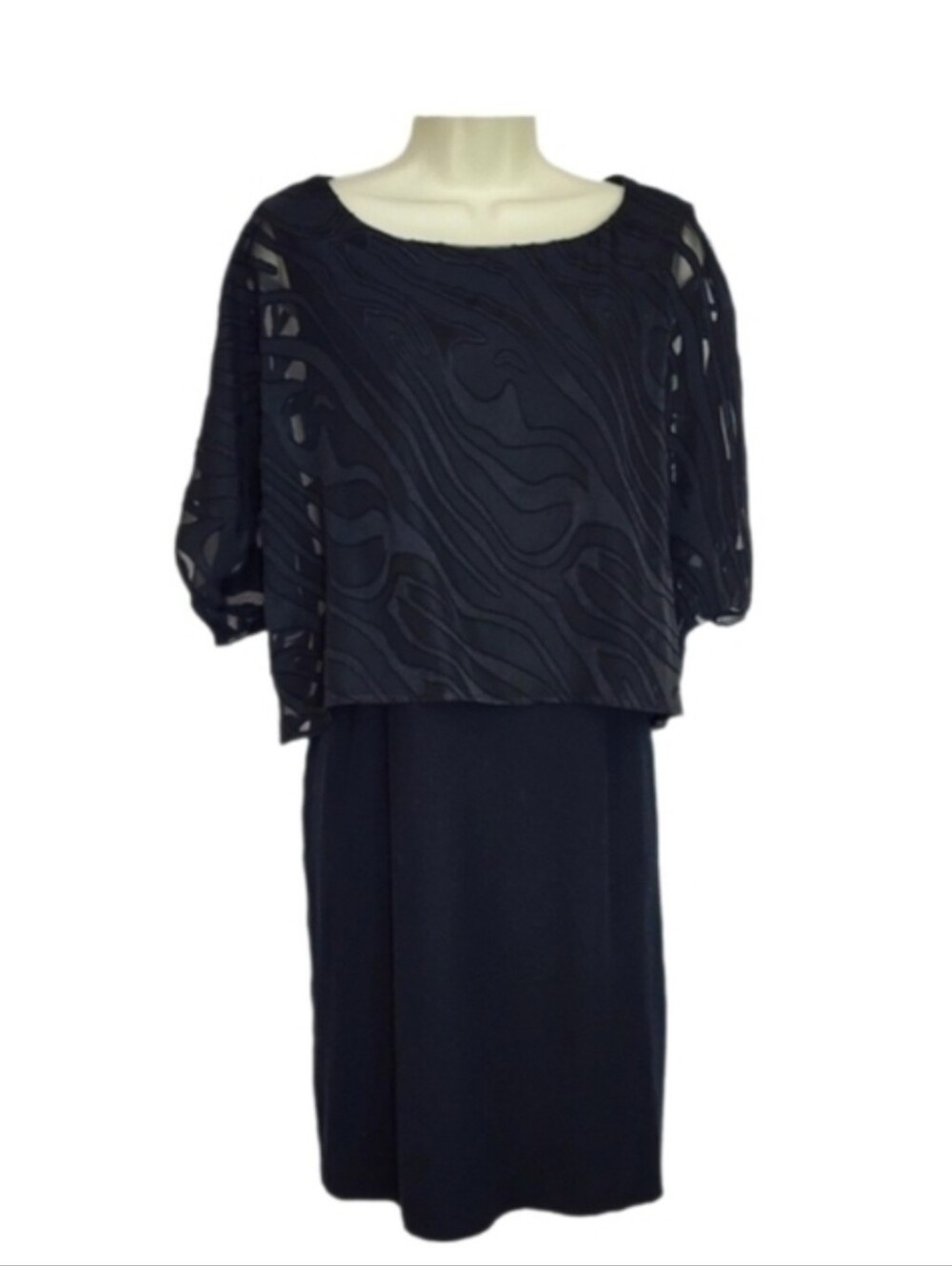 Ming Wang Dress Burnout Overlay Black Size S